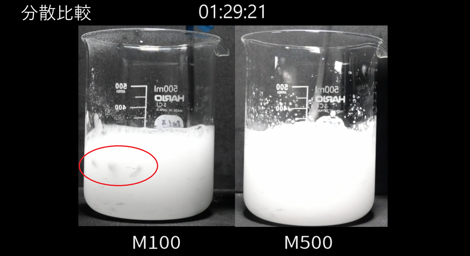 MALTRIN®の通常品と顆粒品の分散比較